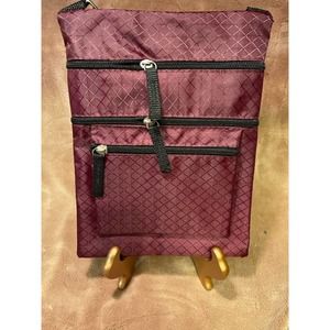 Multi-Zip Pocket Maroon Nylon Crossbody w/Adjustable Strap- NWOT